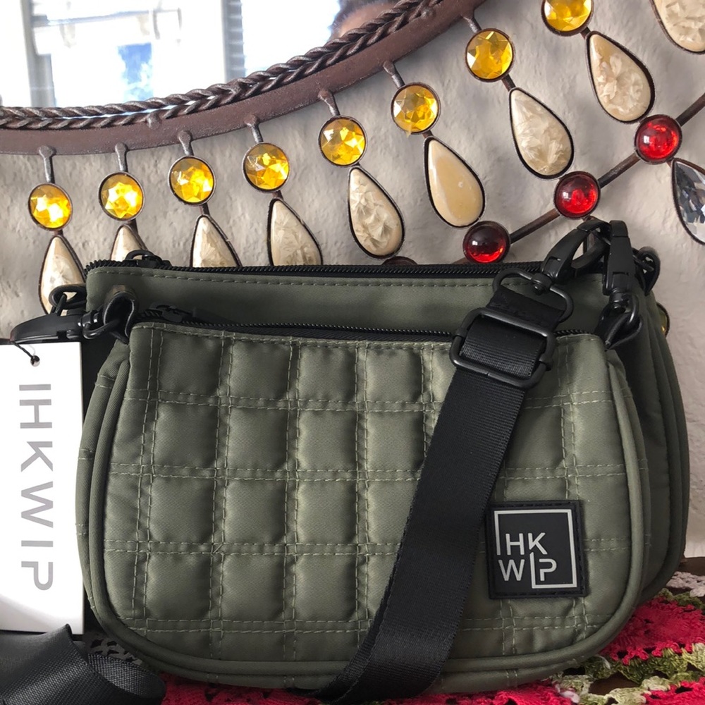 NWT IHKWIP Nylon Detachable Double Pouch Crossbody w/Strap